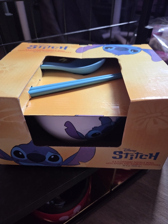 Disney Other - Disney Stitch Aqua and Teal Ceramic Bowl Set with Chopsticks